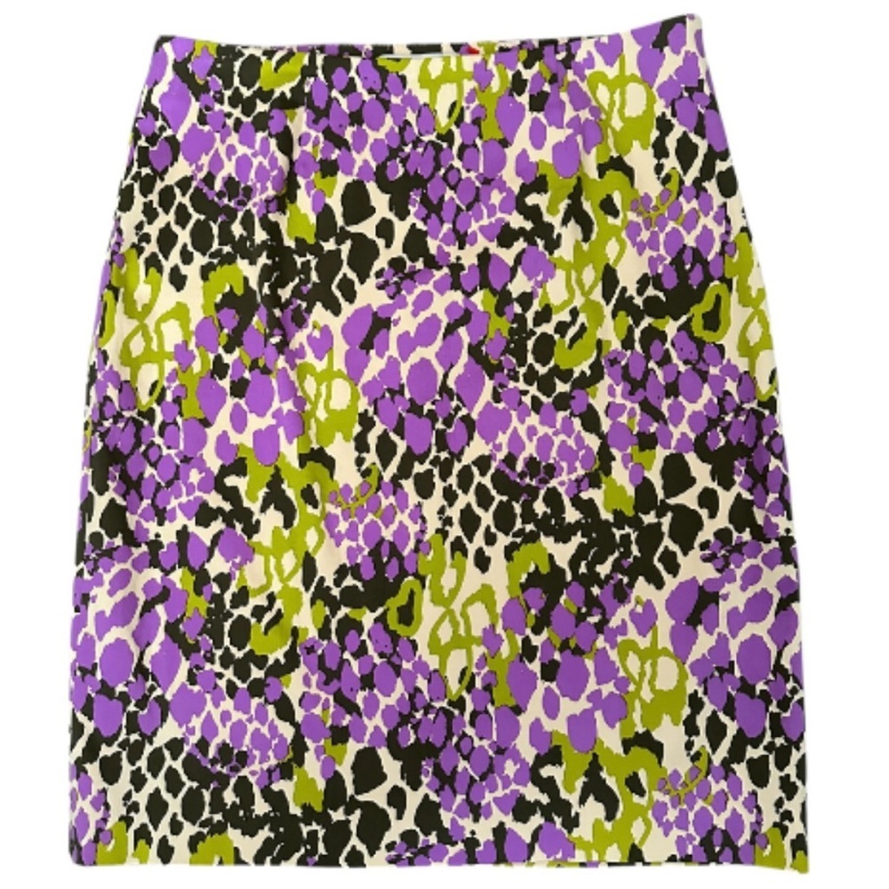 Doncaster Purple & Green Leopard Pencil Skirt size 6 lined